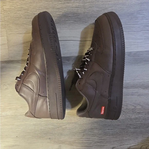 Supreme Dark Brown Sneakers with Logo Laces